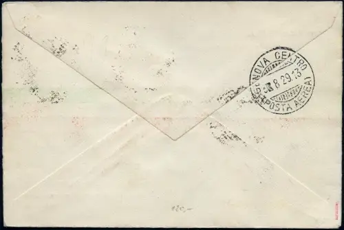Vatikan 1929 Erstflugbrief First Flight Cover Rom Genua MiF Papst Wappen / 835