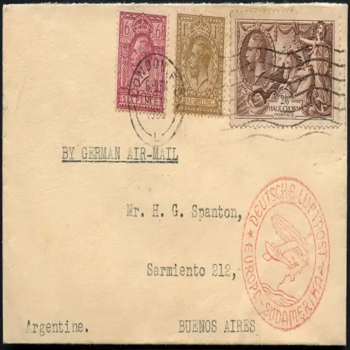 Katapult Grossbritannien 1935 Brief London Berlin Buenos Aires Catapult / 386