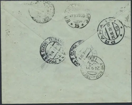 Vatikan 1929 Reko-Brief MiF nach Prag Tschechoslowakei / 837