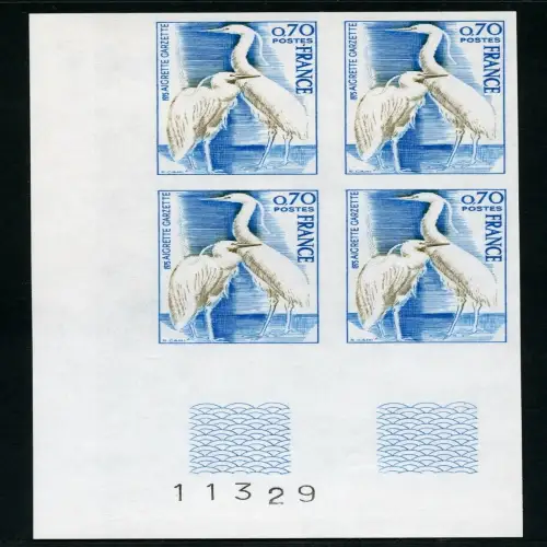 Frankreich 1975 Vögel Seidenreiher Naturschutz 1904 U Ungezähnt Block/4 MNH/ 544
