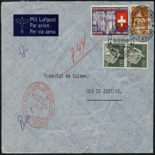 Katapult 1939 Schweiz Le-Chaux-de-Fonds Konsulat Rio MiF Catapult 770 / 929