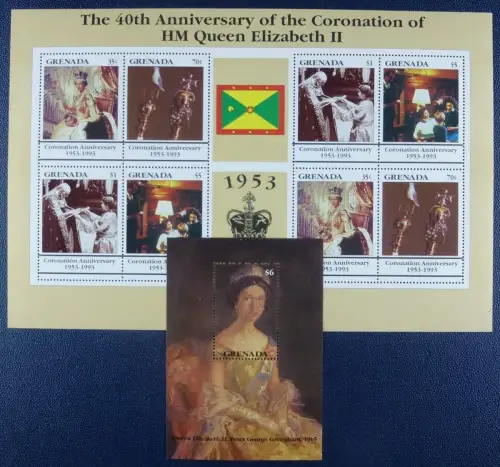 Grenada 1993 Königin Elisabeth QE II Krönung Royalty 2559-2562 Block 334 MNH