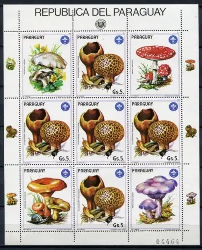 Paraguay 1985 Pilze Funghi Mushrooms Pflanzen Plants 3841 Kleinbogen MNH