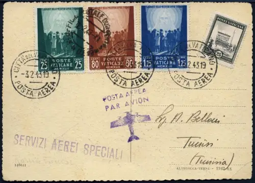 Vatikan 1943 Flugpost-AK Petersdom Zuleitung Vatikan Tunis Tunesien / 846