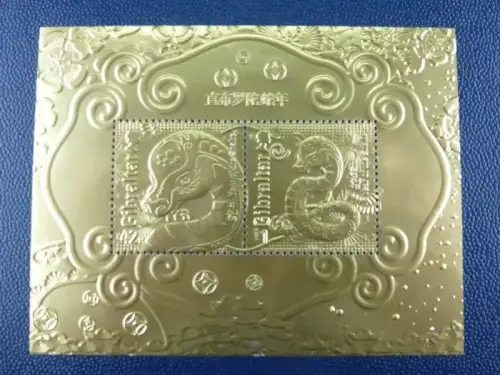 Gibraltar 2013 Block Jahr der Schlange Year of the Snake Gold Foil & Folder MNH