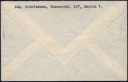Schweiz 1938 Pro Aero Sonderflug Swissair Zürich St. Gallen Wien Reko-Brief/ 577