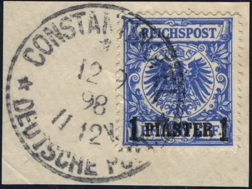DP Türkei 1894 Michel 8 d Briefstück Constantinopel 12/9/98 Geprüft BPP / 68