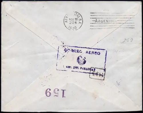 Paraguay 1930 Brief Luftpost MiF Buenos Aires Argentinien / 1048