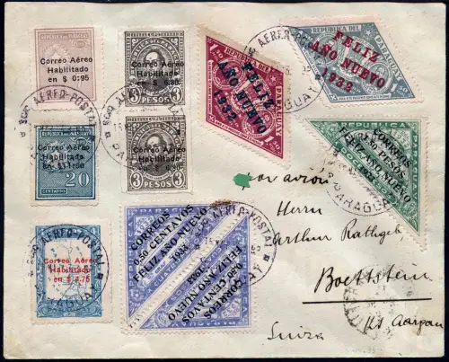 Paraguay 1933 Reko-Brief Luftpost Air France Asuncion Böttstein Schweiz / 1050