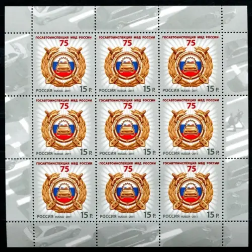 Russland 2011 Verkehrspolizei Polizei Auto Wappen 1727 Kleinbogen MNH