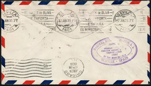 Zeppelin 1930 Brasilien SAF Brief MiF ZP 3 Sevilla Spanien Si 59 C / 2437