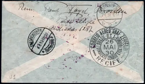 Zeppelin 1930 Brasilien SAF Brief ZP 1-3 Satz Porto Alegre Berlin Si 59 A-C/2441
