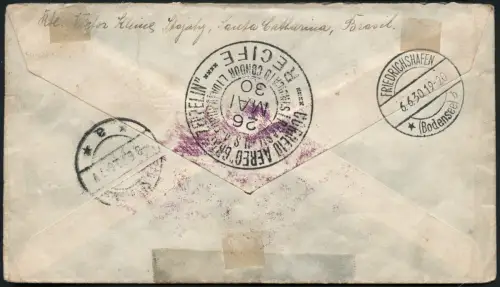 Zeppelin 1930 Brasilien SAF Brief ZP 1-3 Satz Itajahy RAR Si 59 A-C / 2444