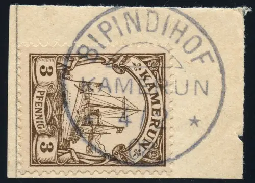 Kamerun 1908 Michel 7 ° Bipindihof 4/3/08 Briefstück Luxus / 16