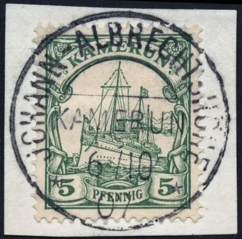 Kamerun 1907 Michel 8 ° Johann-Albrechtshöhe 6/10/07 Briefstück Luxus / 67