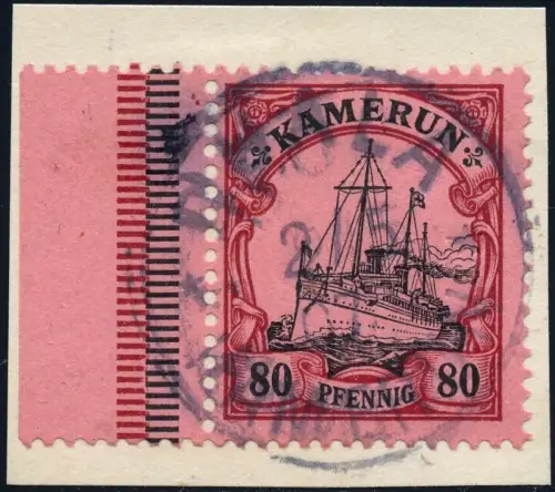 Kamerun 1907 Michel 15 Rand ° Duala 2/5/07 Briefstück Luxus Geprüft BPP / 88