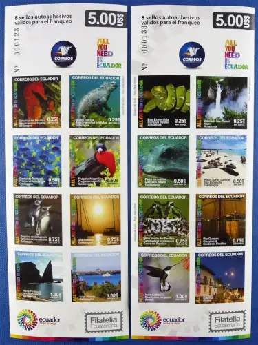 Ecuador 2015 Schlangen Vögel Robben Vögel Pinguine Wasserfall Markenhefte MNH