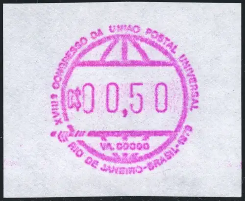 Brasilien Brazil Brasil 1979 1. Automatenmarke ATM 0,50 Frama UPU Kongress MNH