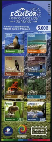 Ecuador 2018 Galapagos Vogel Urwald Frosch Küste Pflanzen Markenheft MNH