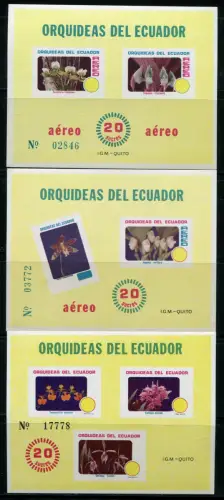 Ecuador 1980 Orchideen Orchids Blumen Flowers Blüten Blossoms Block 100-102 MNH