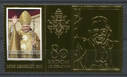Guyana 2007 Papst Benedikt Pope Benedict Religion Gold 7964 Postfrisch MNH