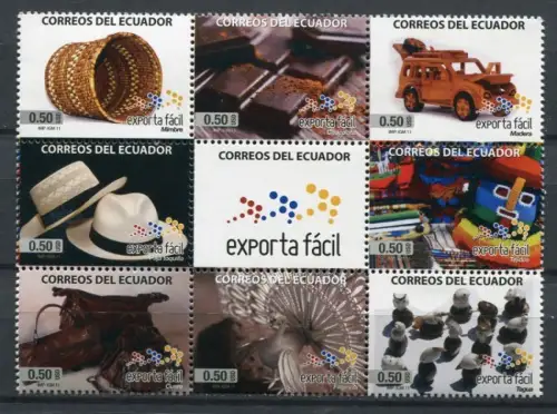 Ecuador 2011 Export Schokolade Hüte Textilien Handwerk 3342-3349 Postfrisch MNH