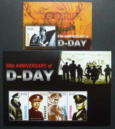 Guyana 2004 D-Day 2. Weltkrieg Generäle Normandie World War 7702-7705 Block 776