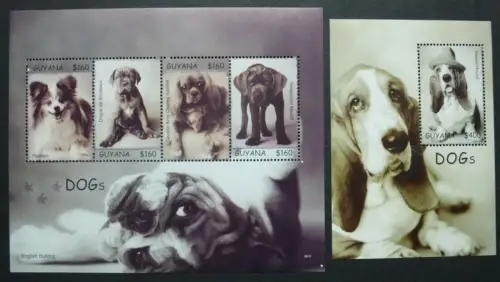 Guyana 2007 Hunde Dogs Dogge Mastiff Spaniel Basset 7922-7925 Block 817 MNH