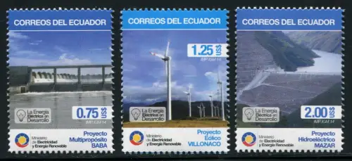 Ecuador 2014 Erneuerbare Energien Staudamm Windräder Stromerzeugung MNH
