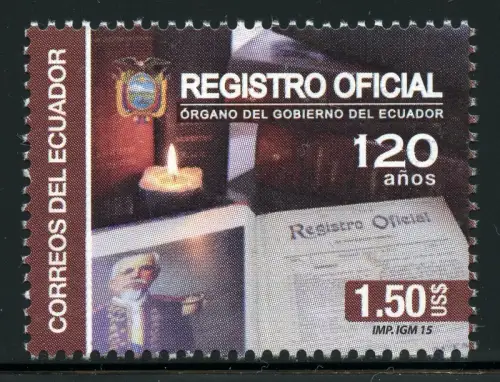 Ecuador 2015 Registro Oficial Geschichte Zentralregister Postfrisch MNH