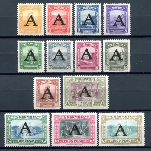 Kolumbien Colombia 1950 Freimarken Flugpost A Definitives 566-578 MNH