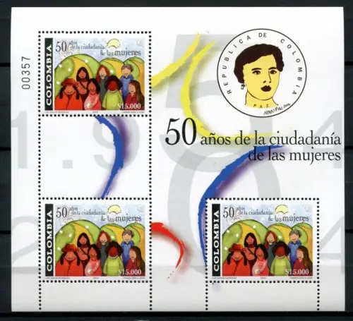 Kolumbien Colombia 2004 Frauen Bürgerrechte Women Kleinbogen 2331 MNH