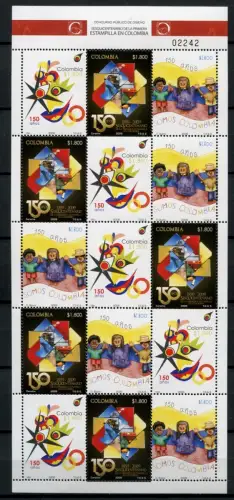 Kolumbien Colombia 2009 150 Jahre Briefmarken II Kleinbogen 2594-2596 MNH
