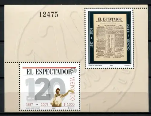 Kolumbien Colombia 2007 Zeitung El Espectador Newspaper Block 70 MNH