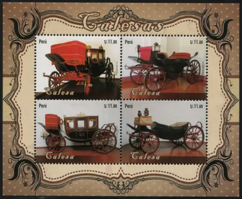 Peru 2014 Block 97 Historische Kutschen Pferdewagen Old Carriages MNH