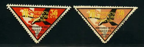 Uruguay 1933 Panamerikanischer Kongreß Vögel 502 + Farbabart in Orange MNH / 509