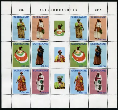Surinam 2015 Trachten Folk Costumes Folklore Kleidung 2806-2811 Kleinbogen MNH