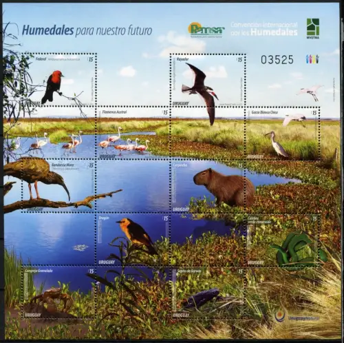 Uruguay 2015 Tiere Vögel Birds Frosch Frog Schlange Snake Krabbe Crab See MNH