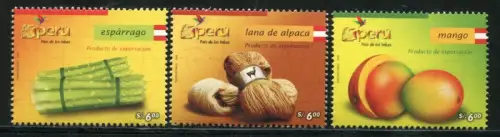 Peru 2007 Exportgüter Mango Spargel Früchte Wirtschaft Wolle 2180-2182 MNH