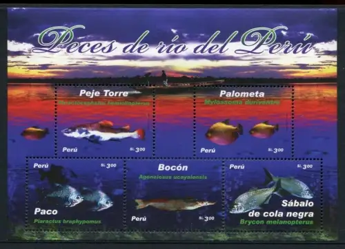 Peru 2008 Fische Fisches Poissons Pesci Meerestiere Block 51 MNH