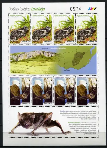 Uruguay 2014 Frosch Fledermaus Frog Bat Naturschutz Kleinbogen Postfrisch MNH