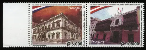 Paraguay 2018 Bilaterale Beziehungen zu Peru Architektur Politik Flaggen MNH