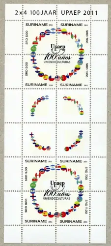Surinam 2011 100 Jahre UPAEP Postunion Flaggen Flags 2456-2459 Kleinbogen MNH