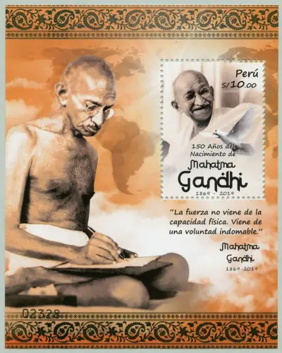  Peru 2019 Block Mahatma Gandhi Indien Unabhängigkeit Politik Politiker MNH