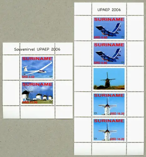 Surinam 2006 UPAEP Energiesparen Windmühle Flugzeug 2061-2062 KLB Block 101 MNH
