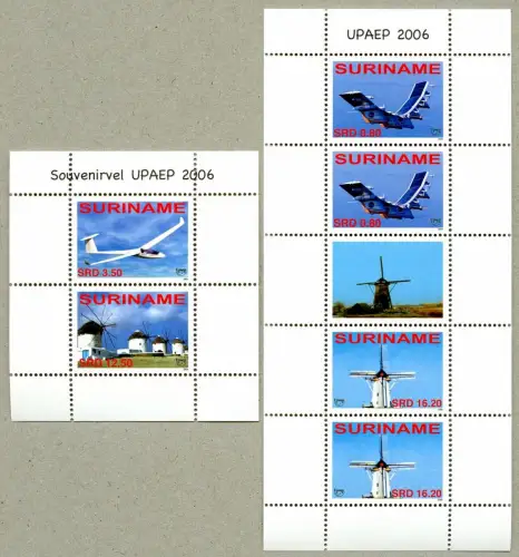 Surinam 2006 UPAEP Energiesparen Windmühle Flugzeug 2061-2062 KLB Block 101 MNH