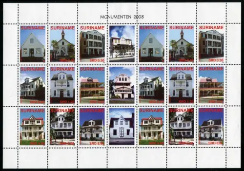 Surinam 2008 Architektur Häuser Baudenkmäler Monumenten 2212-2220 ZD-Bogen MNH