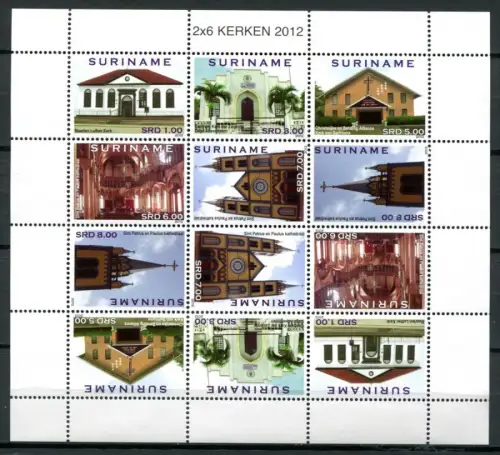 Surinam 2012 Kirchen Religion Kerken Churches 2553-2558 Kleinbogen MNH