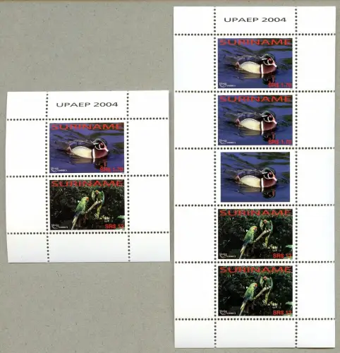 Surinam 2004 UPAEP Ente Papagei Duck Parrot Ara 1949-1950 KLB + Block 95 MNH