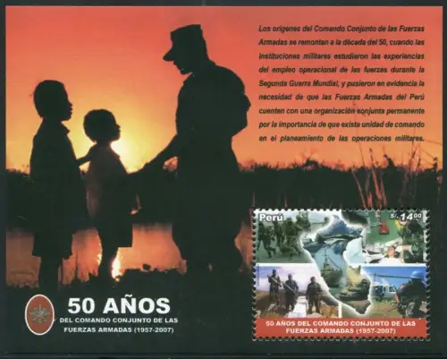 Peru 2007 Militär Streitkräfte Armee Heer Military Soldaten Kinder Block 41 MNH